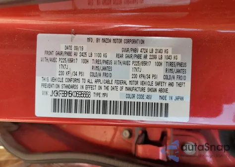 2019 Mazda Cx-5 Sport z USA, uszkodzony, nr VIN JM3KFBBM5K0695668